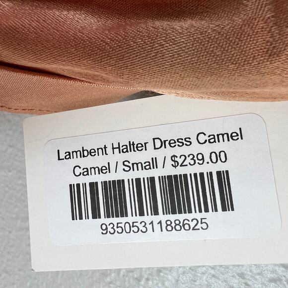ELLIATT Women Camel Lambent Asymmetrical Halter Satin Dress Size S NEW Cowl Neck - Picture 9 of 10